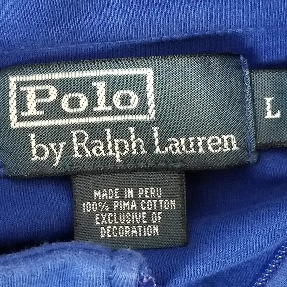 Polo Ralph Lauren‎ Shirt Mens Large Blue Quarter Zip Pima Cotton Long Sleeve
